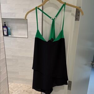 BCBGMaxAzria Asymmetrical Vibrant Green and Black Top
